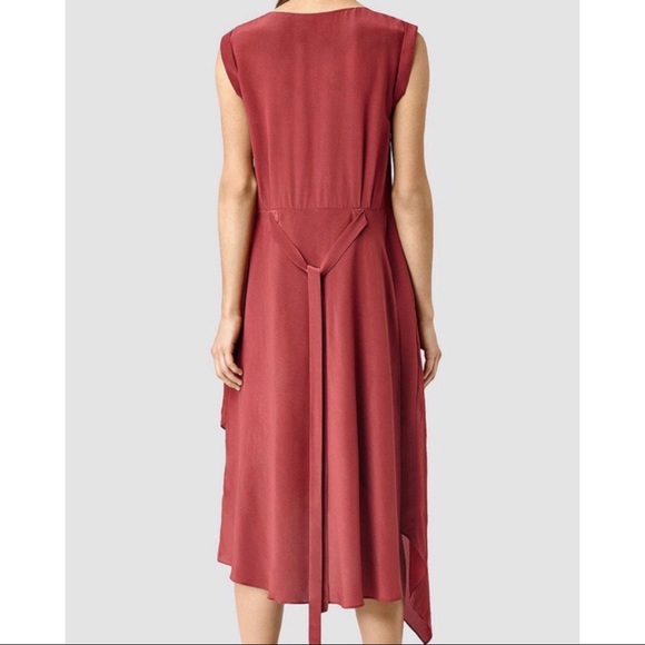 All Saints’ Silk Blend Cecilia Dress Sahara Red 4 - Picture 8 of 10